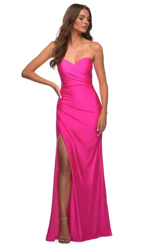 Prom dresses with lace - trimmed sleeves and empire - style waists for a flattering and vintage - inspired formal affairLa Femme - 30600 Sweetheart High Slit Dress Prom dresses with lace - trimmed sleeves and empire - style waists for a flattering and vintage - inspired formal affairLa Femme - 30600 Sweetheart High Slit Dress