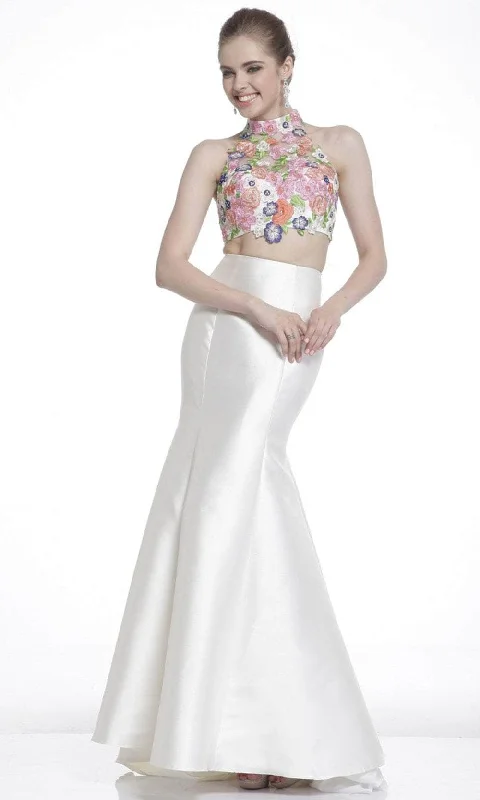 Tea - length formal dresses with lace trim for a semi - formal promLadivine 7634 - Floral Mermaid Gown Tea - length formal dresses with lace trim for a semi - formal promLadivine 7634 - Floral Mermaid Gown