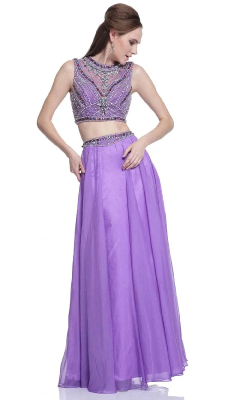 Formal dresses with high - low hems and floral embroidery for a unique prom styleLadivine C291 - Embellished Crop top Two-Piece Dress Formal dresses with high - low hems and floral embroidery for a unique prom styleLadivine C291 - Embellished Crop top Two-Piece Dress