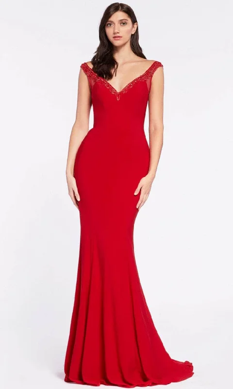 Prom dresses with cold - shoulder cutouts and satin bows for a trendy lookLadivine RV712 - Embellished Sheath Evening Dress Prom dresses with cold - shoulder cutouts and satin bows for a trendy lookLadivine RV712 - Embellished Sheath Evening Dress