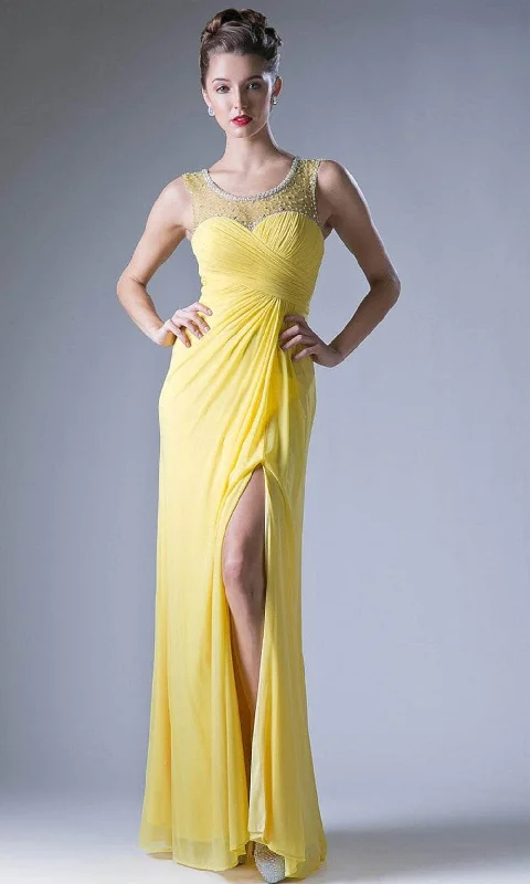 Ball - gown style formal dresses with sequined bodices for promLadivine XP13 - Sheer Back Slit Gown Ball - gown style formal dresses with sequined bodices for promLadivine XP13 - Sheer Back Slit Gown