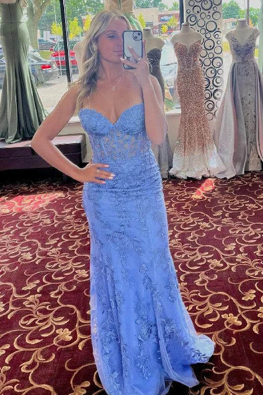 Sparkly sequined party dresses for a glamorous lookLight Purple Sweetheart Lace-Up Long Mermaid Prom Dress with Appliques Sparkly sequined party dresses for a glamorous lookLight Purple Sweetheart Lace-Up Long Mermaid Prom Dress with Appliques