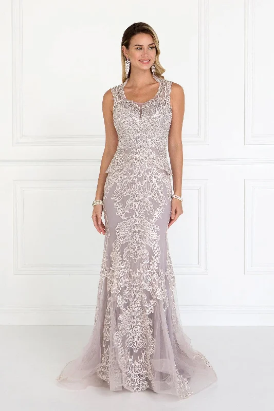 Bodycon dress with a bow accent​Long Prom Dress All Lace Evening Gown