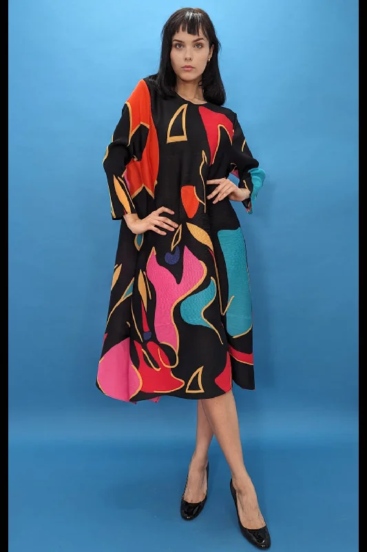 Sleeveless party dresses made of silk for a luxurious feelLong Sleeve Multi Colored Print Midi Dress Sleeveless party dresses made of silk for a luxurious feelLong Sleeve Multi Colored Print Midi Dress