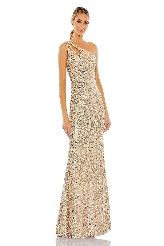 Formal dresses with off - the - shoulder sleeves and rhinestone accents for a sophisticated promMac Duggal 42029