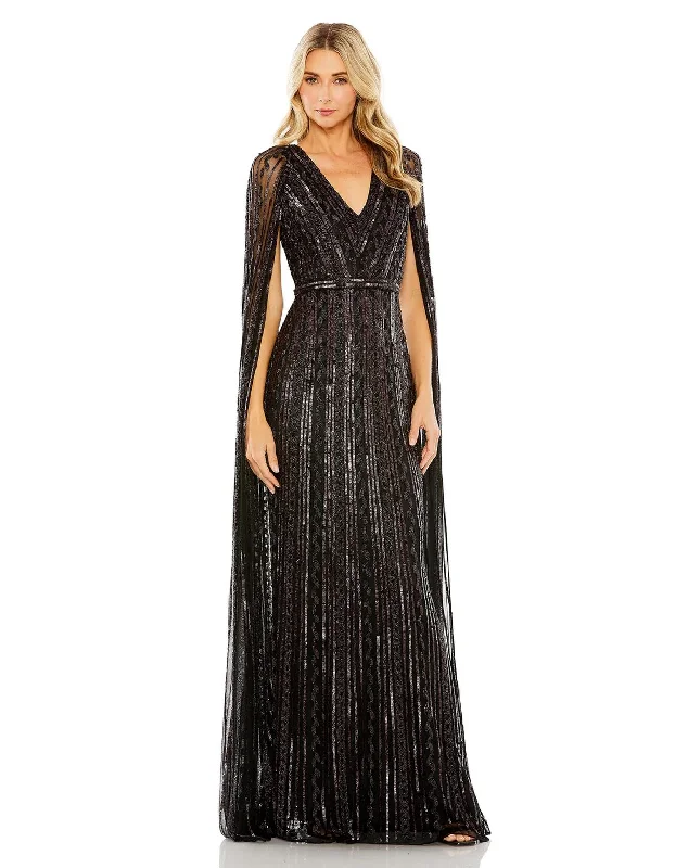Velvet party dresses in rich jewel tones for a sophisticated appearanceMac Duggal 5915 Long Sequined V Neck Cape Sleeve Dress Velvet party dresses in rich jewel tones for a sophisticated appearanceMac Duggal 5915 Long Sequined V Neck Cape Sleeve Dress