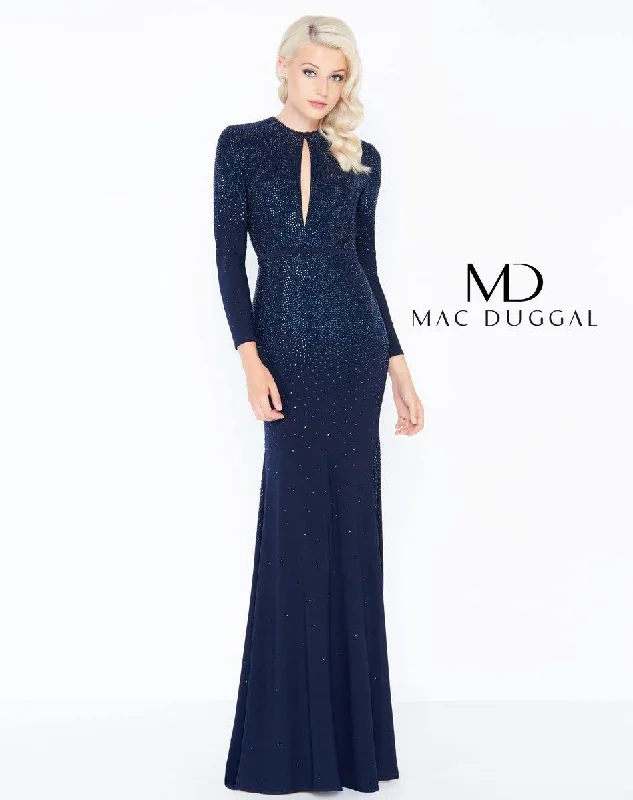 Bodycon dress with a zipper detail​Mac Duggal 62908 Long Sleeve Evening Prom Dress
