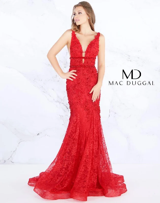 Bodycon dress in a neon color for a vibrant appearance​Mac Duggal 66707 Prom Long Mermaid Lace Dress