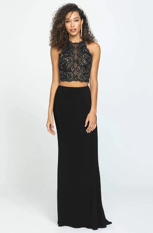 Madison James - 19-189 Beaded Lace Two Piece Jersey Sheath Dress