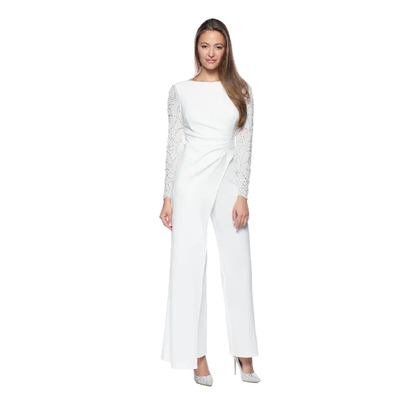 Party dresses with a bow detail for a cute and charming touchMarina Embellished Long Sleeve Pleated Waist Stretch Crepe Jumpsuit Party dresses with a bow detail for a cute and charming touchMarina Embellished Long Sleeve Pleated Waist Stretch Crepe Jumpsuit