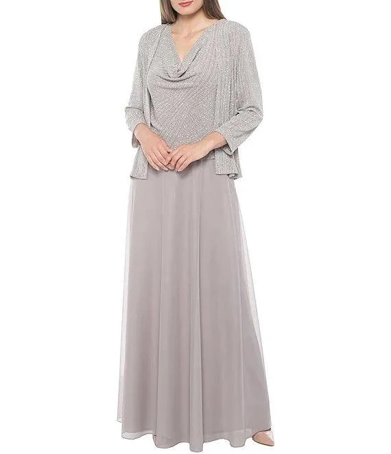 Sequined bodycon dress for a sparkling party look​Marina Long Formal Sleeveless Glitter Jacket Dress
