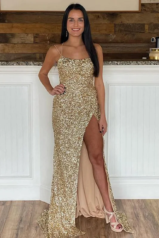 Party dresses with a metallic - thread embroidery for a luxurious touchMermaid Glitter Sequins Sexy Golden Backless Long Prom Dress Party dresses with a metallic - thread embroidery for a luxurious touchMermaid Glitter Sequins Sexy Golden Backless Long Prom Dress