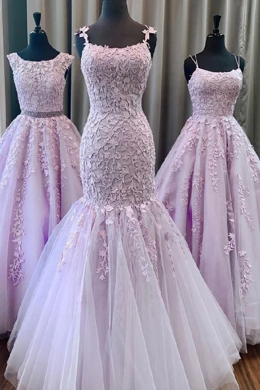 A - line party dresses with a floral print for spring eventsMermaid Spaghetti Straps Floor Length Lilac Prom Dress With Appliques PSK137 A - line party dresses with a floral print for spring eventsMermaid Spaghetti Straps Floor Length Lilac Prom Dress With Appliques PSK137