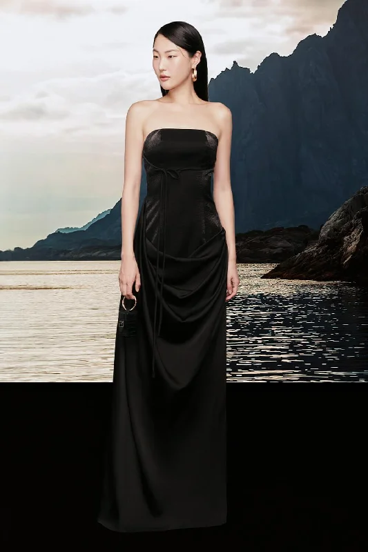 Party dresses with a fringed detail for a fun and dynamic styleOrwell Strapless Draped Taffeta Silk Floor Length Dress Party dresses with a fringed detail for a fun and dynamic styleOrwell Strapless Draped Taffeta Silk Floor Length Dress