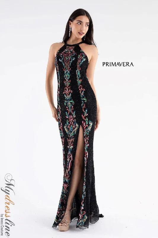 Formal dresses with wrap - around styles and beaded belts for a customized fitPrimavera 3742 Formal dresses with wrap - around styles and beaded belts for a customized fitPrimavera 3742