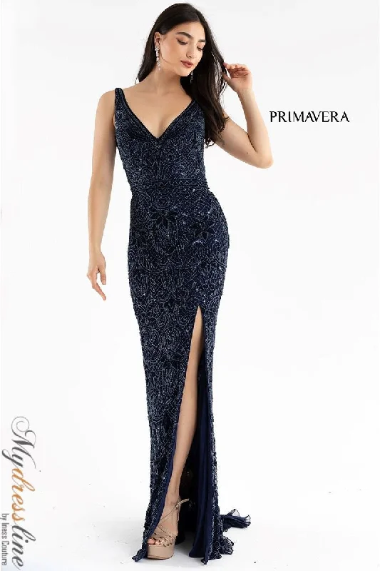 Formal dresses with side - slit pockets and beaded accents for a practical and stylish formal eventPrimavera 3745 Formal dresses with side - slit pockets and beaded accents for a practical and stylish formal eventPrimavera 3745