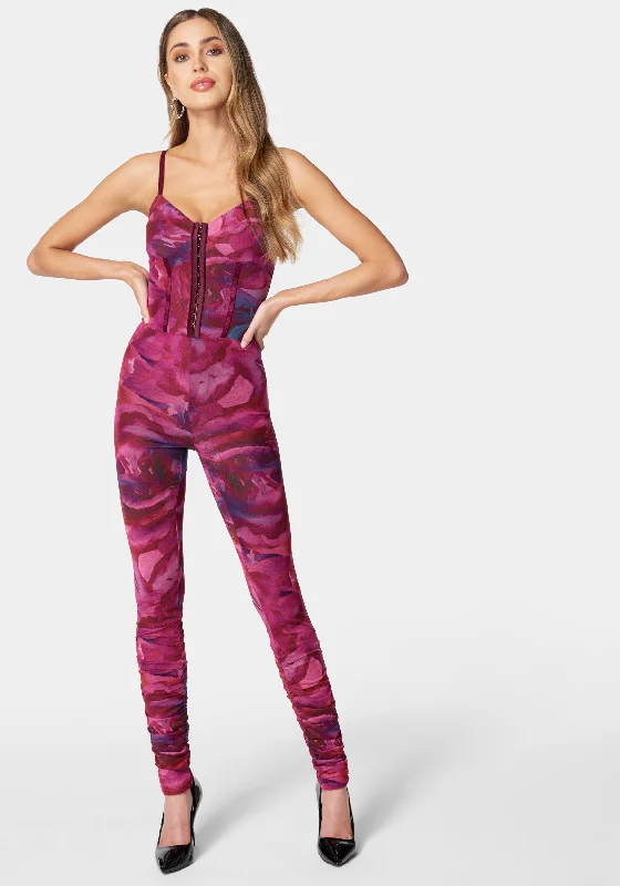Sheath formal dresses with metallic thread detailing for a modern promPrinted Sleeveless Mesh Corset Jumpsuit Sheath formal dresses with metallic thread detailing for a modern promPrinted Sleeveless Mesh Corset Jumpsuit
