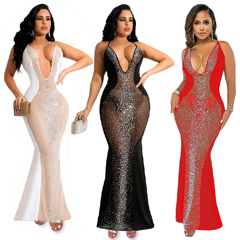 Prom dresses with lace - trimmed hems and off - the - shoulder necklines for a delicate lookSexy See through hot drill sleeveless ladies club dress elegant gowns for women evening dresses Prom dresses with lace - trimmed hems and off - the - shoulder necklines for a delicate lookSexy See through hot drill sleeveless ladies club dress elegant gowns for women evening dresses