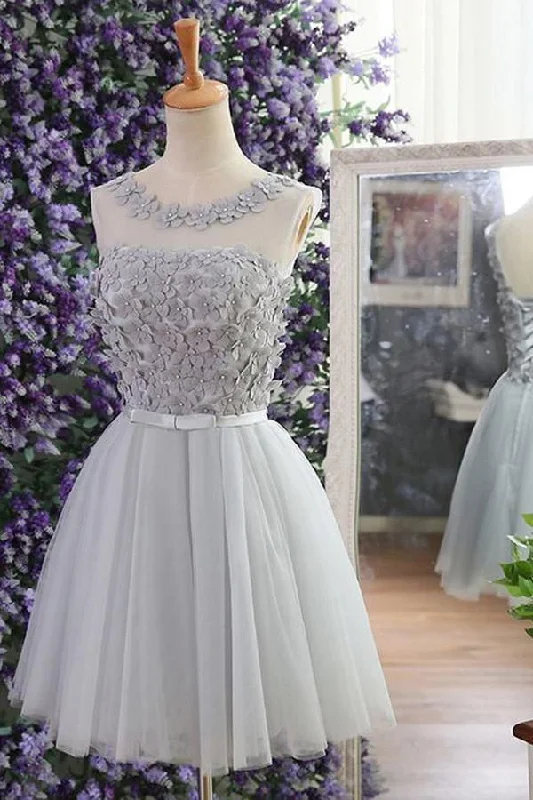Cocktail party dresses in a classic little black dress styleGrey Homecoming Dress Party Dress with Beading Appliques PG123 Cocktail party dresses in a classic little black dress styleGrey Homecoming Dress Party Dress with Beading Appliques PG123