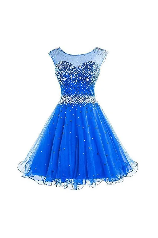 Party dresses with a metallic - thread embroidery for a luxurious touchShort Tulle Beading Homecoming Dress Graduation Gown PG077 Party dresses with a metallic - thread embroidery for a luxurious touchShort Tulle Beading Homecoming Dress Graduation Gown PG077