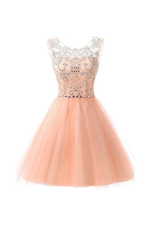 Party dresses with a criss - cross back design for a stylish detailShort Tulle Beading Homecoming Dresses Prom Gowns Party Dresses PG076 Party dresses with a criss - cross back design for a stylish detailShort Tulle Beading Homecoming Dresses Prom Gowns Party Dresses PG076