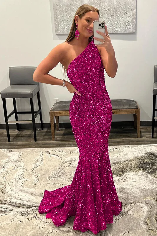 Evening party dresses with a long train for a dramatic entranceSparkly Hot Pink Mermaid Sequins Long Prom Dress Evening party dresses with a long train for a dramatic entranceSparkly Hot Pink Mermaid Sequins Long Prom Dress