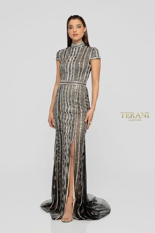 Bodycon dress with a belted waist for a defined figure​Terani Couture 1911GL9469 Long Formal Prom Dress