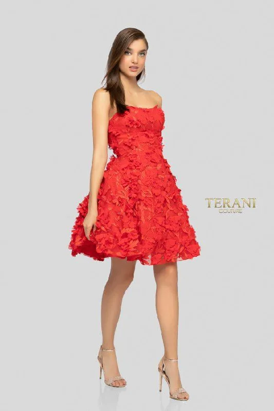 Bodycon dress with a cold - shoulder design​Terani Couture 1911P8057 Short Strapless Dress