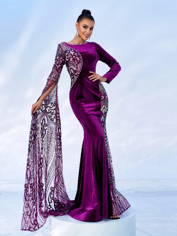 Velvet Embroidered Mother of the Bride Dress DH80166