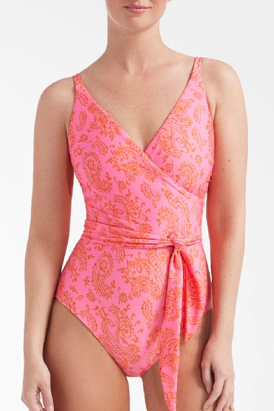 Amelia V-Neck Wrap One-Piece Swimsuit