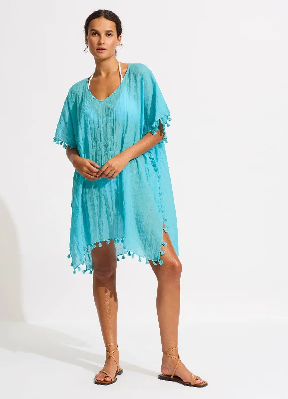 One - size - fits - all cover ups for convenient and hassle - free shoppingAmnesia Kaftan - Atoll Blue One - size - fits - all cover ups for convenient and hassle - free shoppingAmnesia Kaftan - Atoll Blue