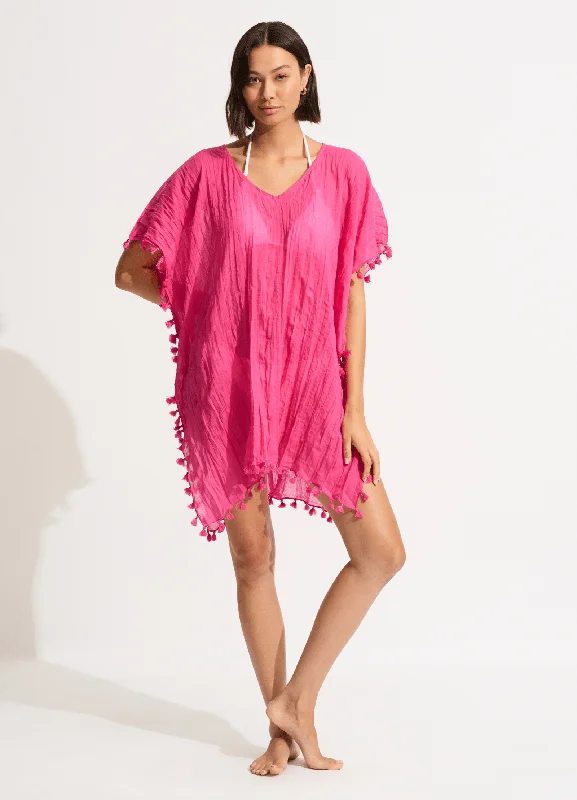 Women's sheer chiffon cover ups for beach partiesAmnesia Kaftan - Fuchsia Rose