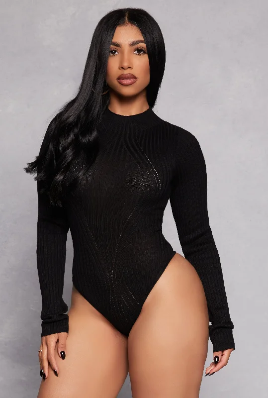 Ribbed Long Sleeve Mock Neck Bodysuit