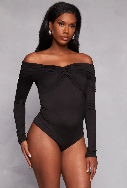 Twist Front Off the Shoulder Bodysuit