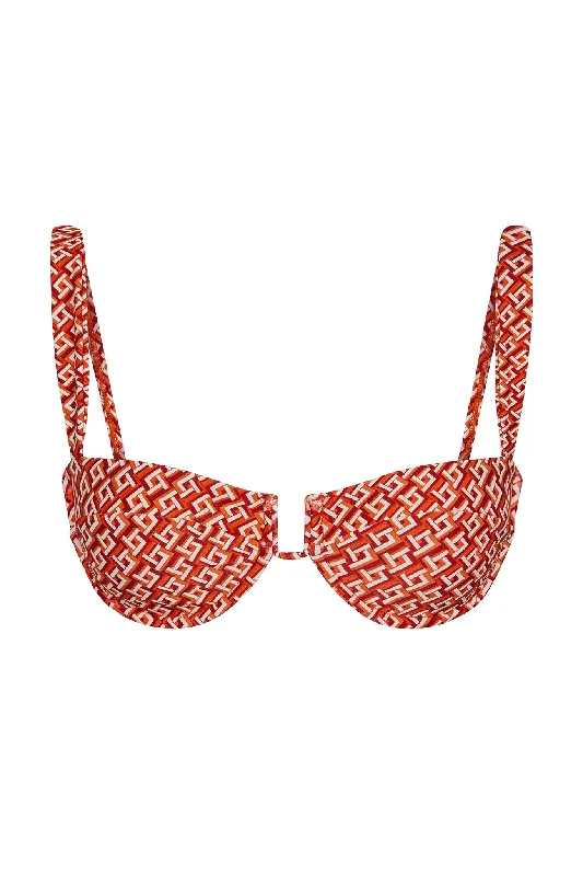 Women's Strapless Swim Tops with Silicone Grip in Red for a Secure and Stylish Poolside LookCala Roja Top - Lattice Geo Women's Strapless Swim Tops with Silicone Grip in Red for a Secure and Stylish Poolside LookCala Roja Top - Lattice Geo