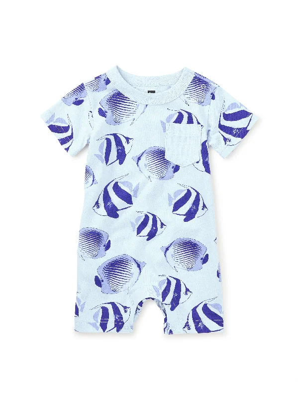 Pocket Shortie Baby Romper - Angelfish