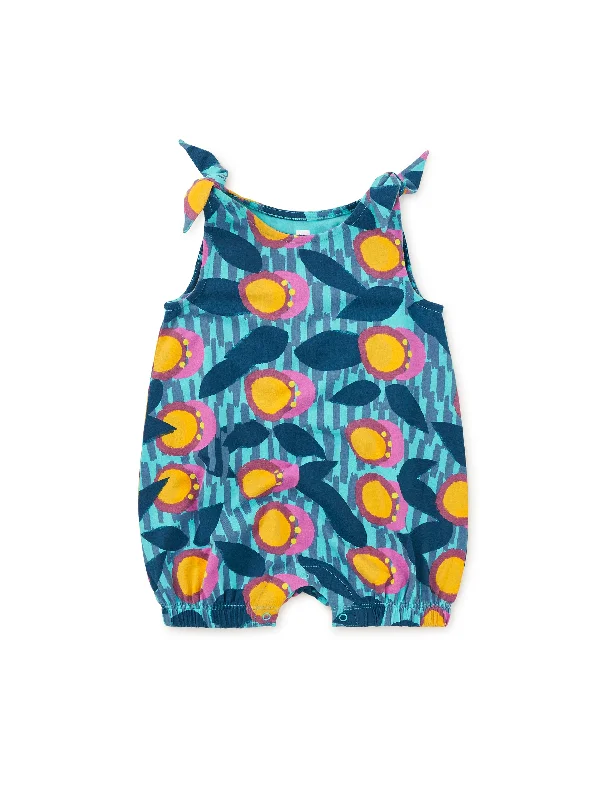 Tie Shoulder Baby Romper - Passion Fruit Wax Print