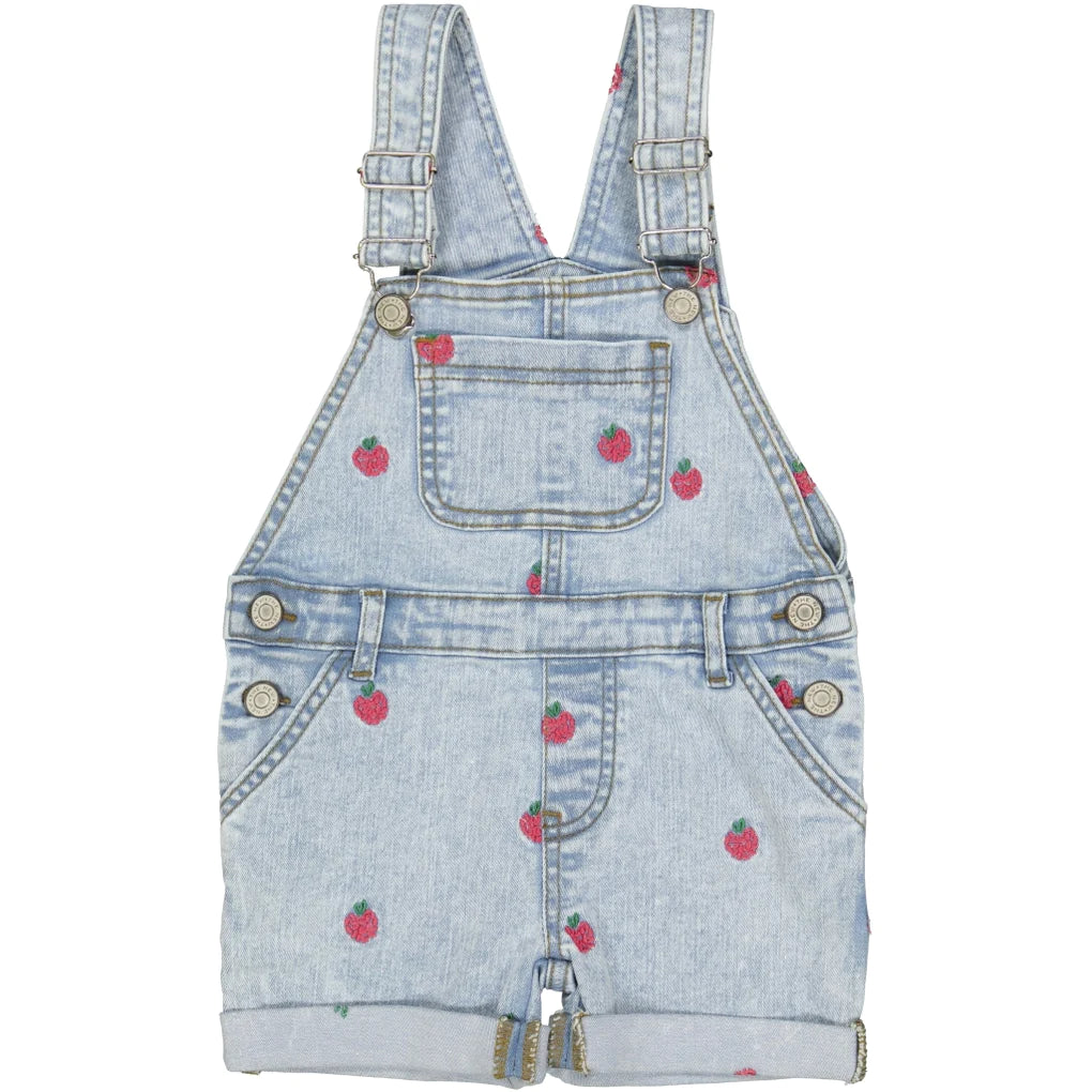 Jayla Denim Overalls - Light Denim Raspberry