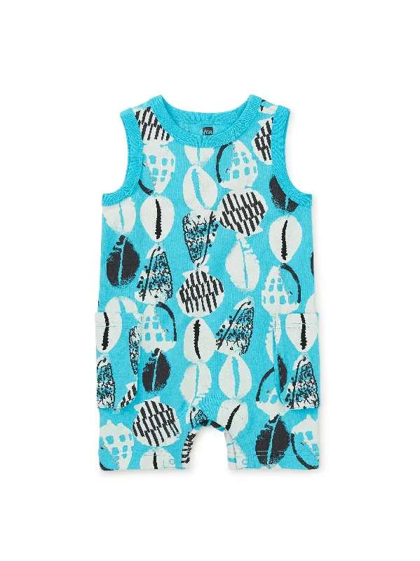 Sleeveless Baby Romper - Blockprint Shells