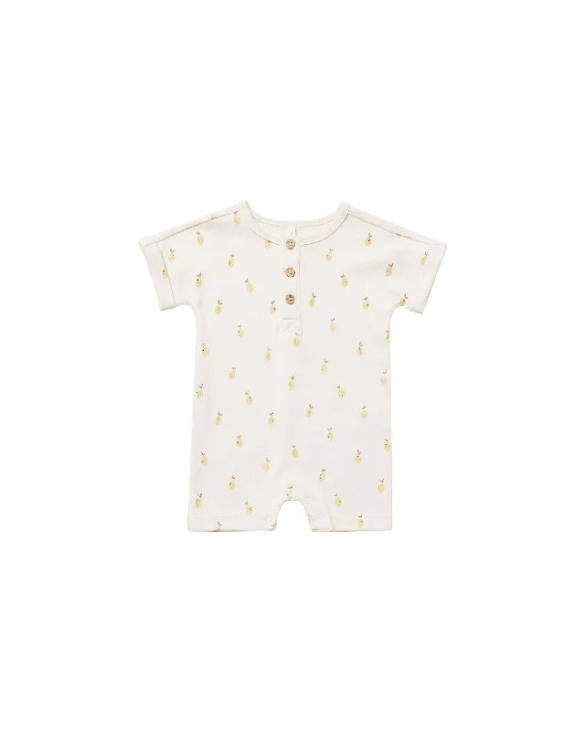 Short Sleeve Romper - Ivory Lemons