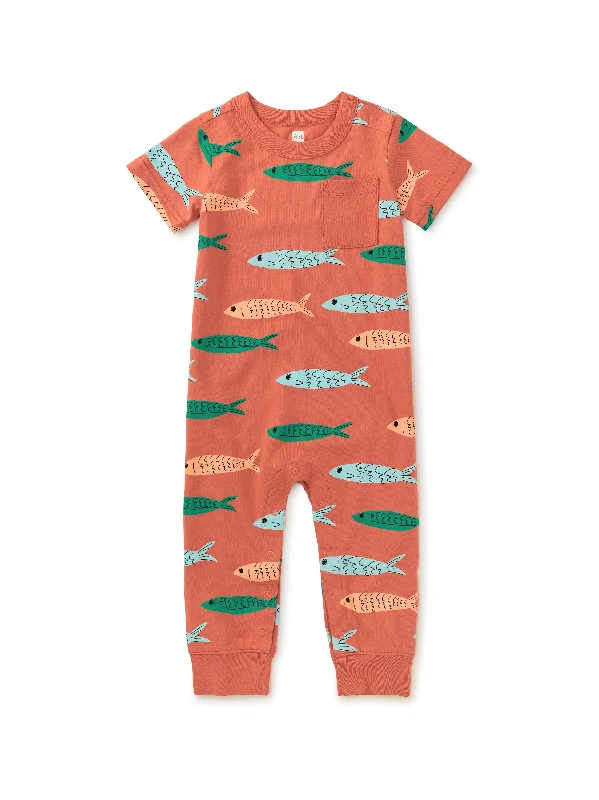 Pocket Baby Romper - School of Anchovies