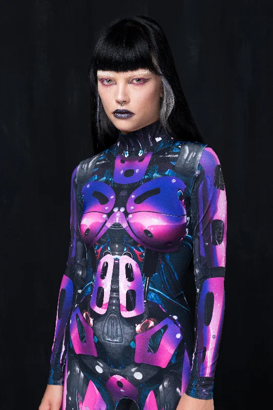 Ruffled Bodysuits with a Playful and Feminine TouchCyberware Android Magenta Costume Ruffled Bodysuits with a Playful and Feminine TouchCyberware Android Magenta Costume