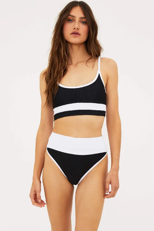 Women's Halter Neck Swim Tops with Tie - Back in Neon Colors for a Bold Summer VibeEva Top Black & White Women's Halter Neck Swim Tops with Tie - Back in Neon Colors for a Bold Summer VibeEva Top Black & White
