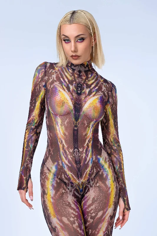 Compression Bodysuits for Post - Workout RecoveryExotic Skin Mesh Costume