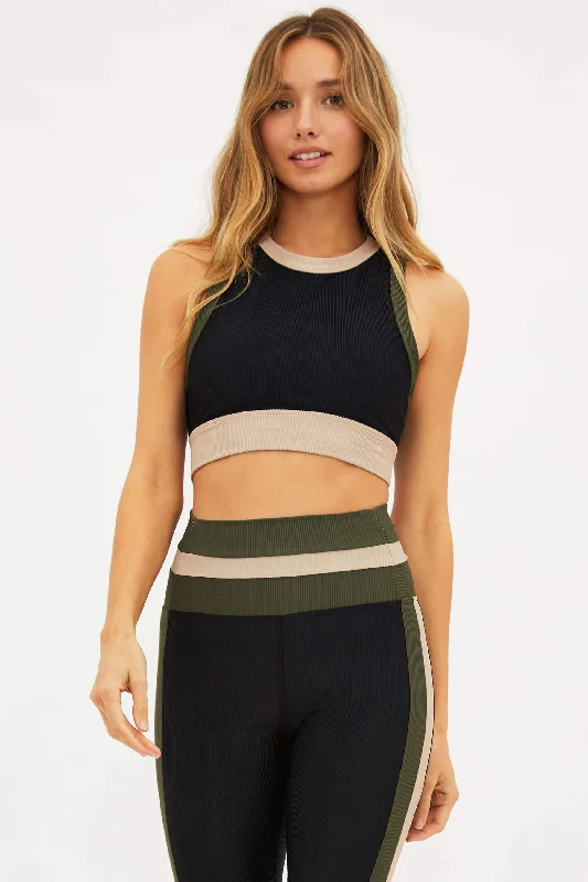 Women's Crochet - Trimmed Swim Tops in White for a Boho - Inspired Beach OutfitGwen Top Military Olive Colorblock Women's Crochet - Trimmed Swim Tops in White for a Boho - Inspired Beach OutfitGwen Top Military Olive Colorblock