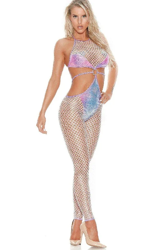 Cutout Fishnet Full Length Bodysuit