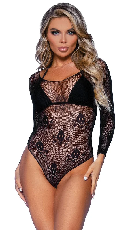 Seamless Bodysuits for a Smooth Underwear LookMicro Net Skull Bodysuit