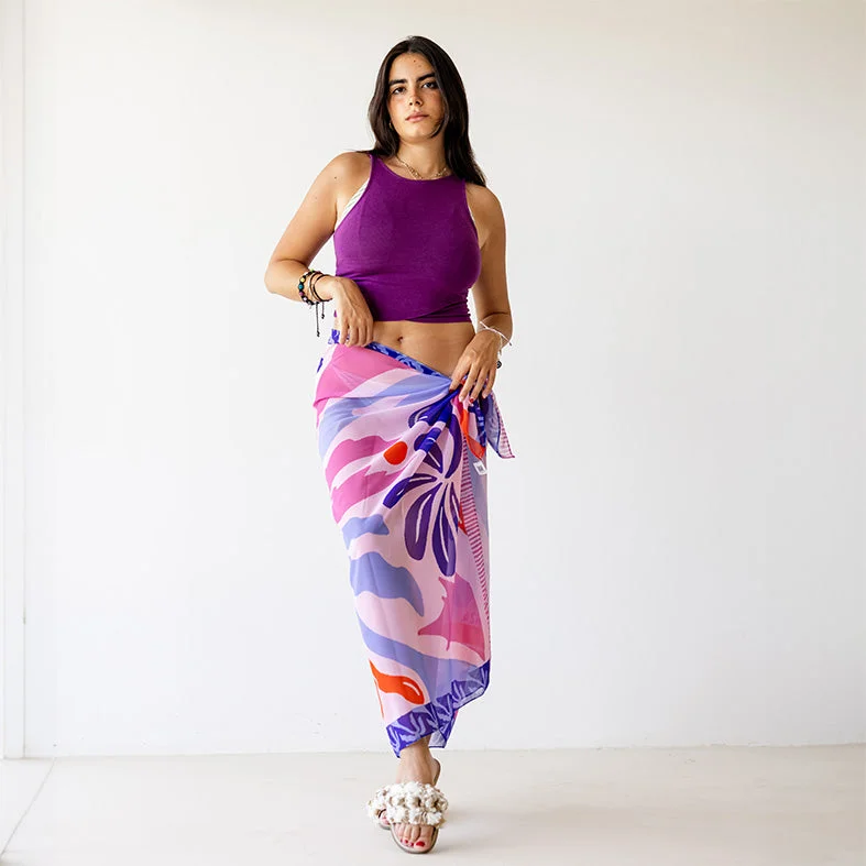Plus - size floral print cover ups for a stylish beach lookMirah Chiffon Cover Up