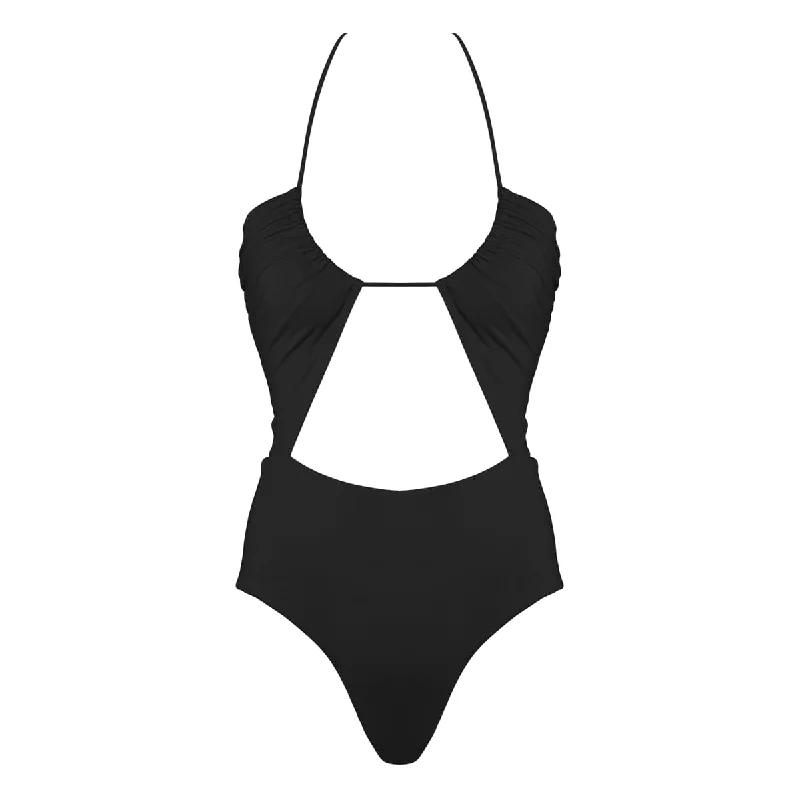 Women's Sleeveless Backless One - Pieces in Black with Cut - Out Details for a Sexy Beach LookMOROCCO Swimsuit - BLACK Women's Sleeveless Backless One - Pieces in Black with Cut - Out Details for a Sexy Beach LookMOROCCO Swimsuit - BLACK