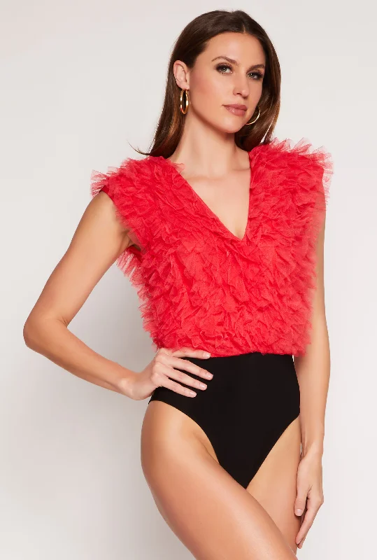 Ruffled Tulle Bodysuit